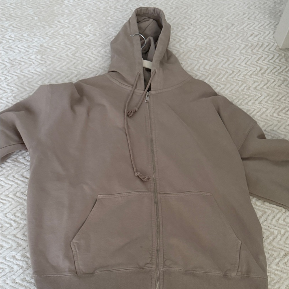 Taupe Zip-Up Hoodie brandy melville
